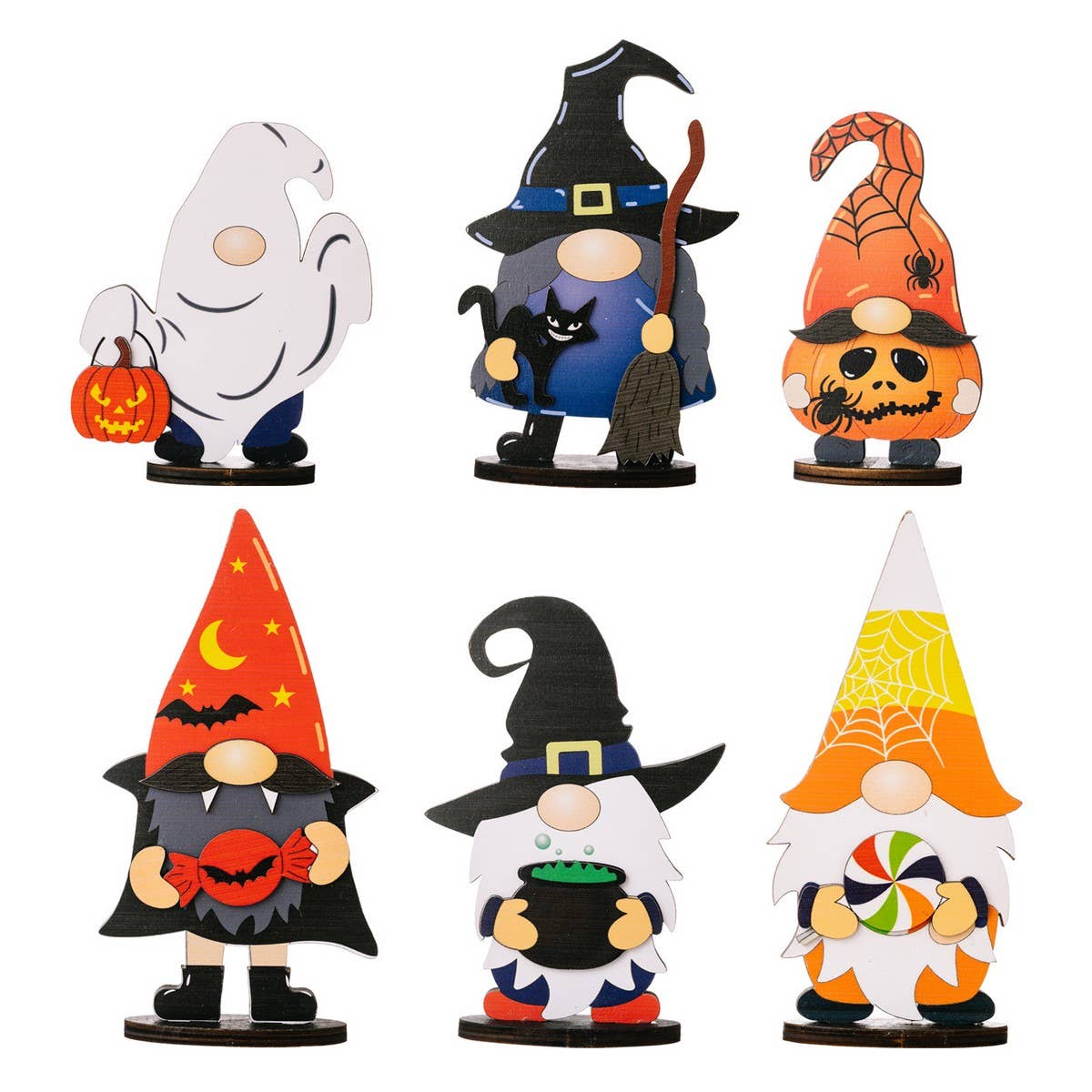 CWMM10256_HALLOWEEN WOODEN GNOME GHOST MINI DECORATION