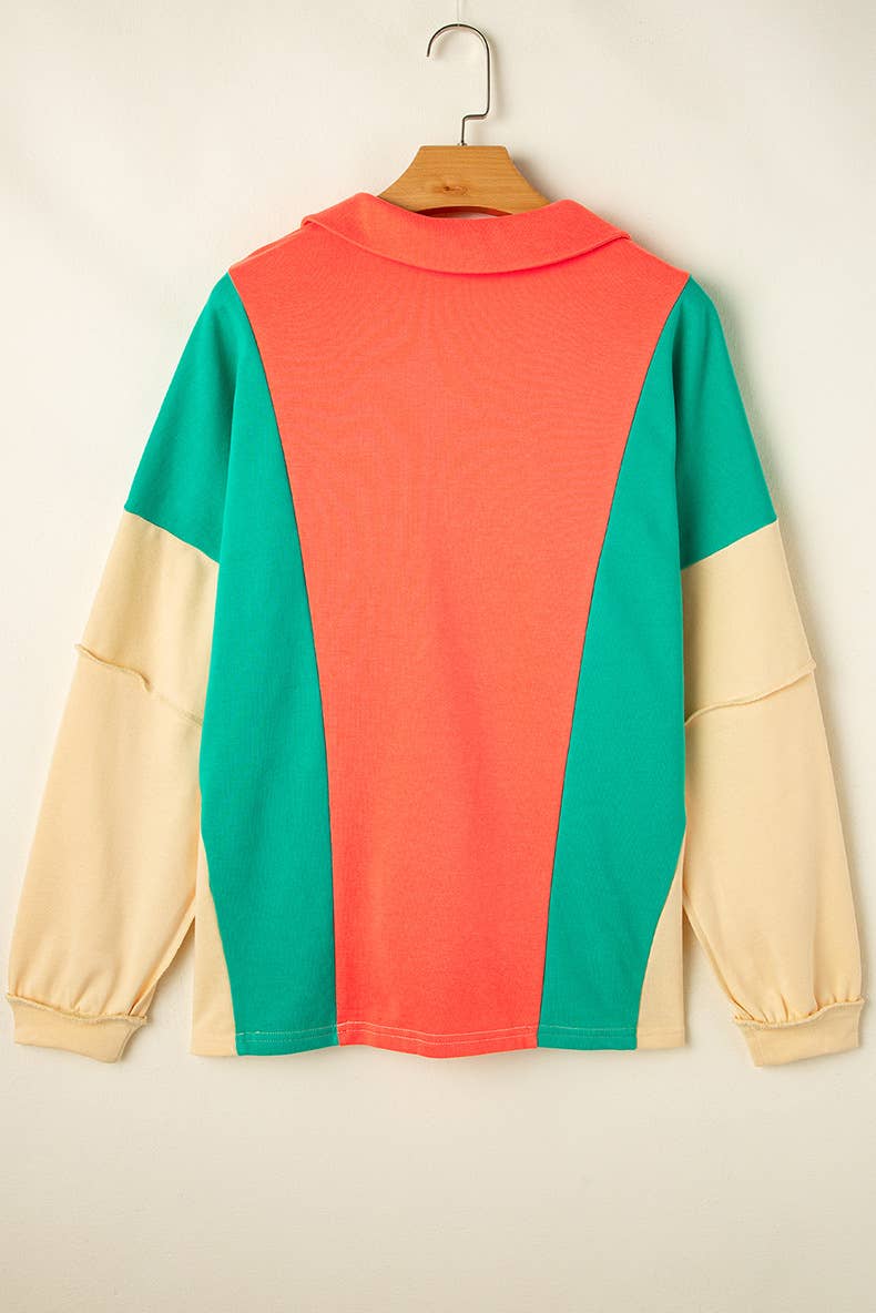 LAPEL CASUAL OVERSIZE MULTI-COLOR PRINTED HOODIE