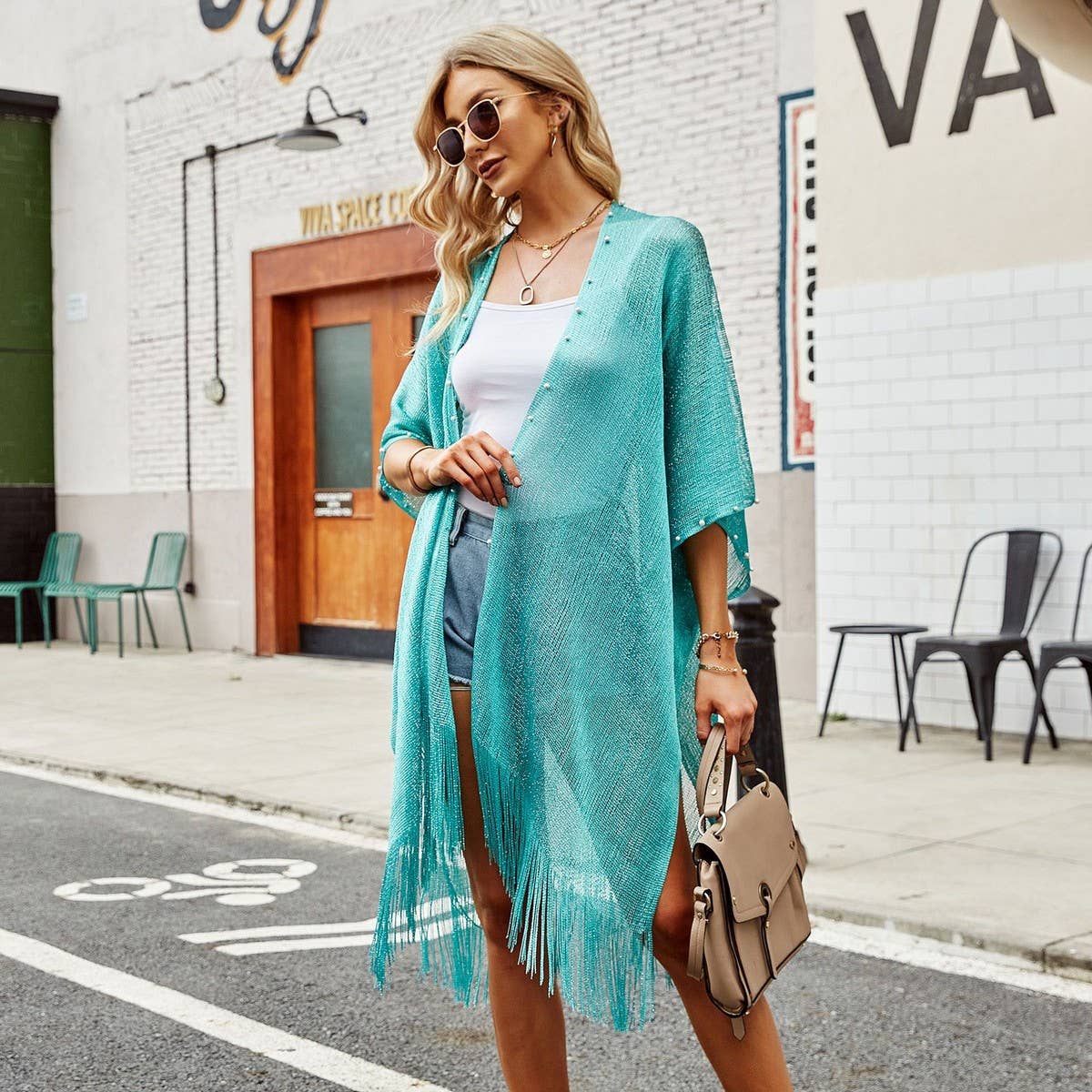 LONG TASSEL LACE FRONT OPEN KIMONO FOR SUMMER