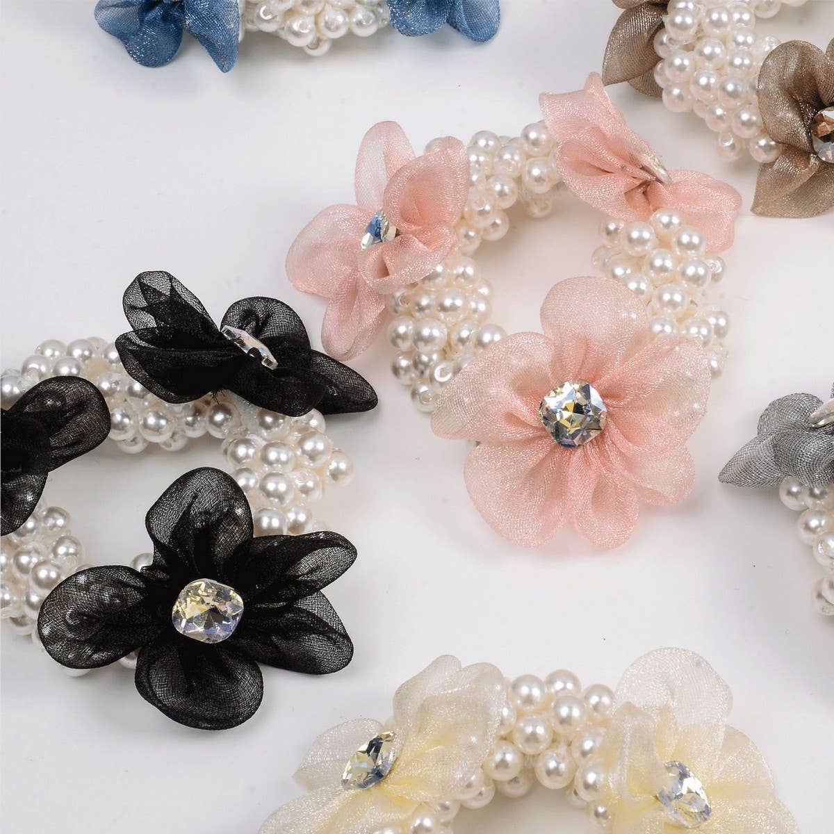 Elegant Pearl Organza Hair Tie for Women