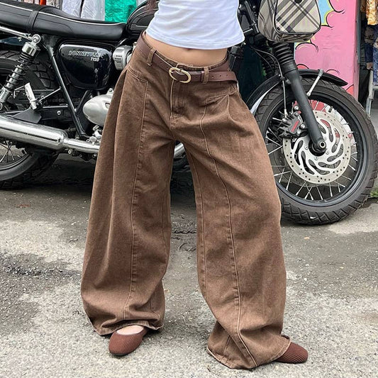 Maillard distressed loose-cut straight-leg jeans