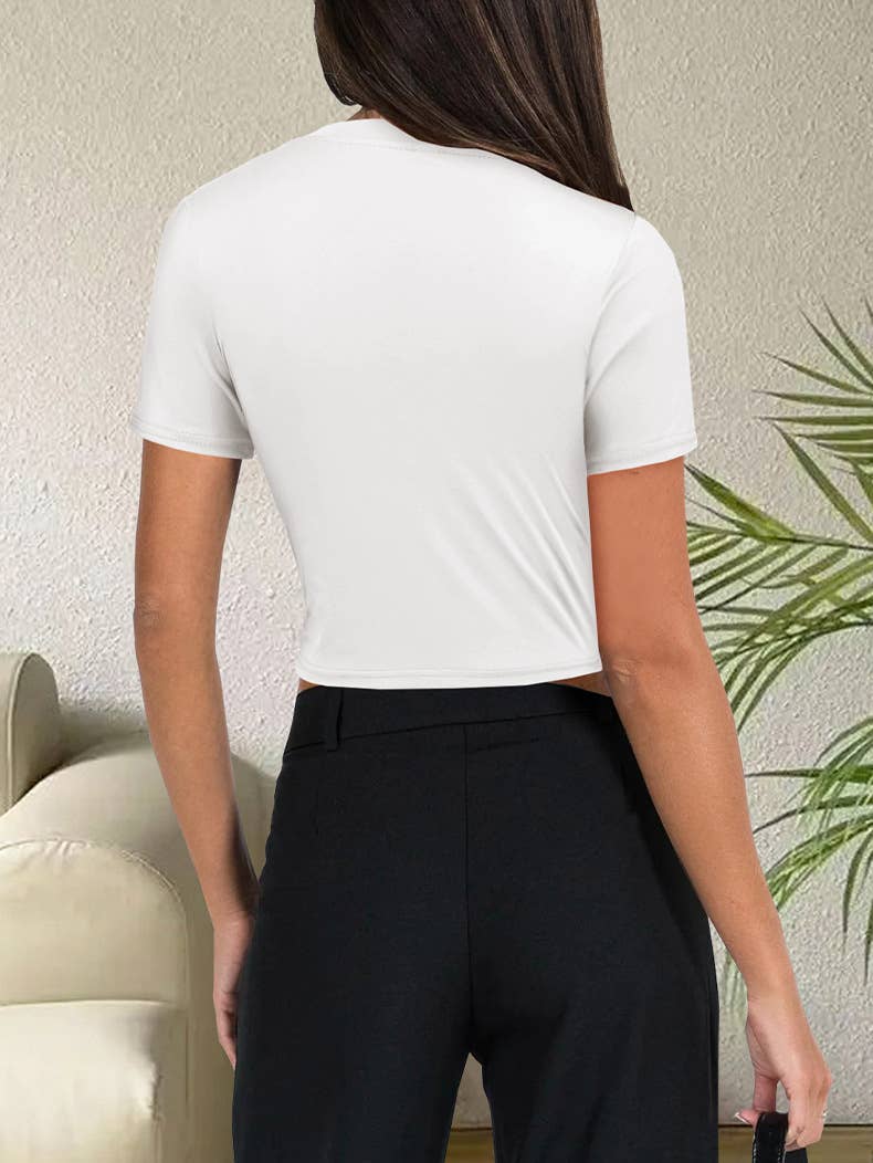 Knitted short-sleeved Casual, form-fitting,top