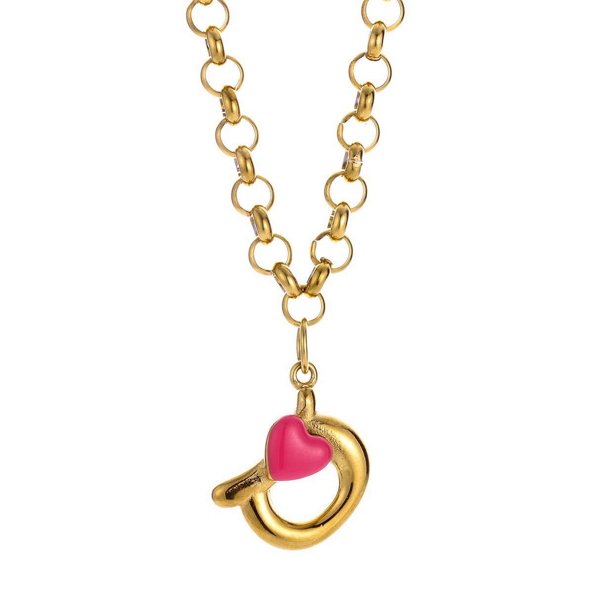 Original Stainless Steel Letter Necklace withEnamel_CWMM8836