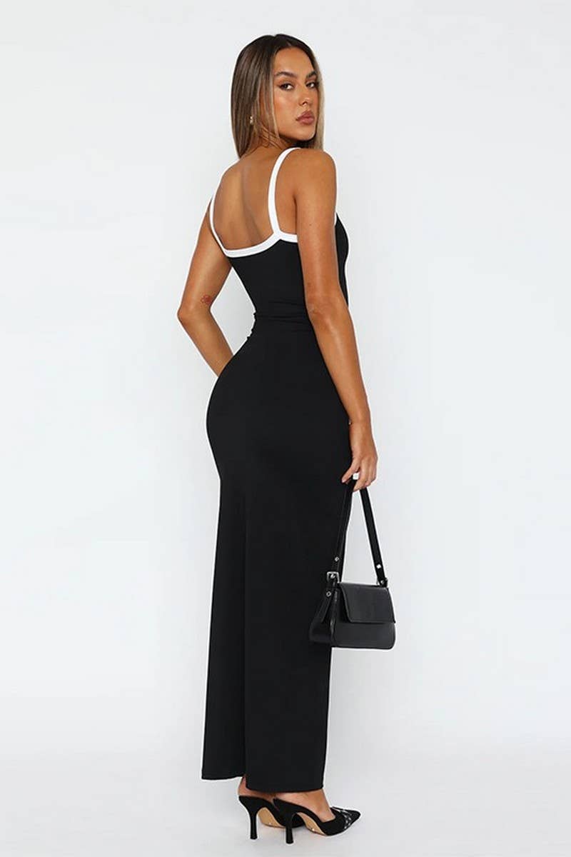 CWDMD5072_COLORBLOCK KNIT BACKLESS BODYCON MAXI DRESS