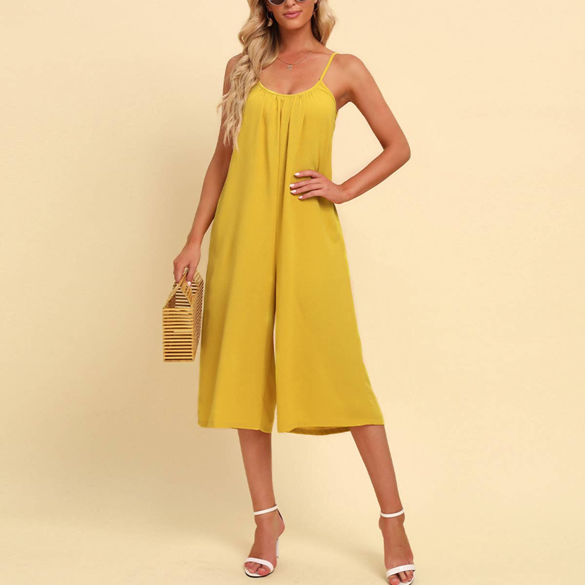 Loose solid color camisole jumpsuit