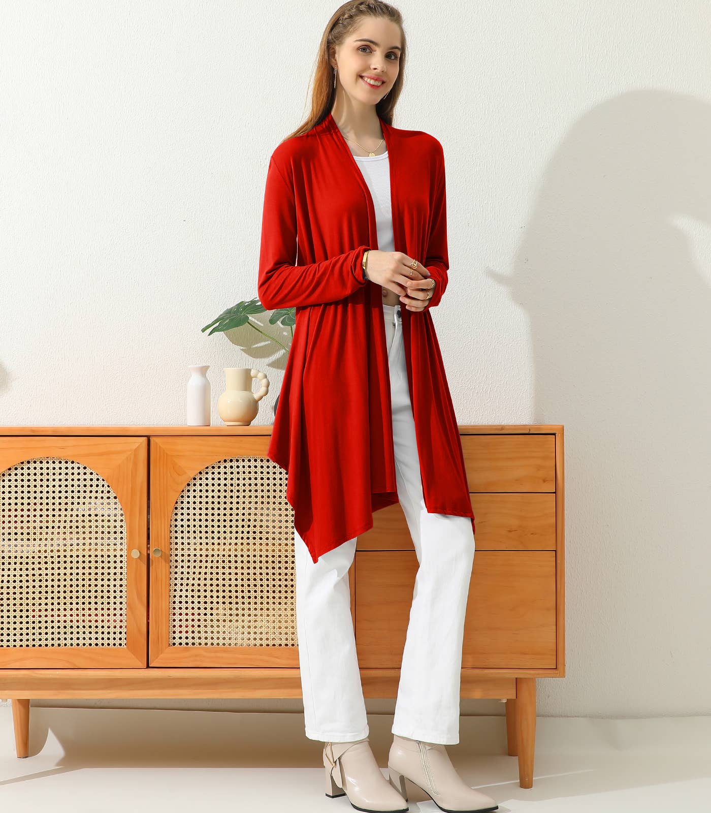 AWTL073_Long Sleeve Casual Open Front Long Cardigan