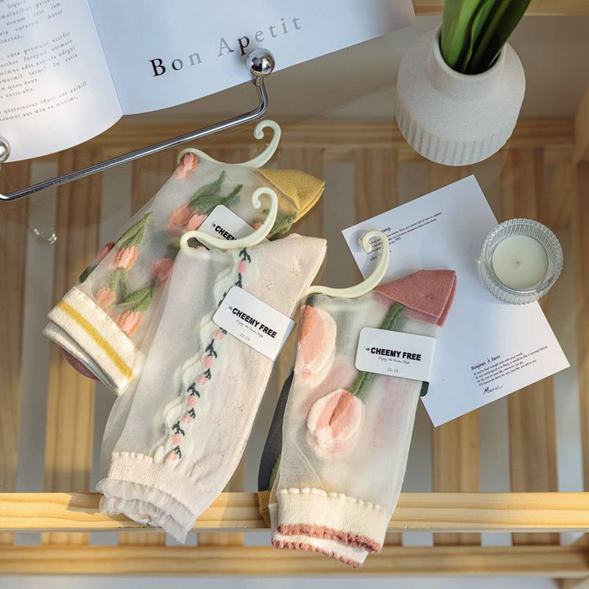 WOMEN TRANSPARENT CRYSTAL GLASS STOCKINGS