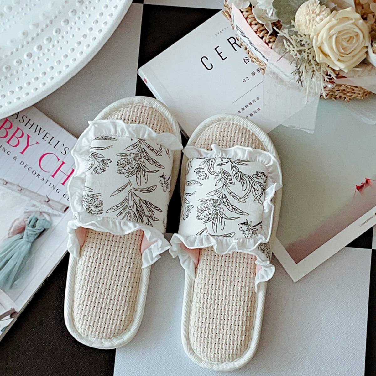 WOMEN'S INDOOR NON-SLIP BREATHABLE LINEN SLIPPERS