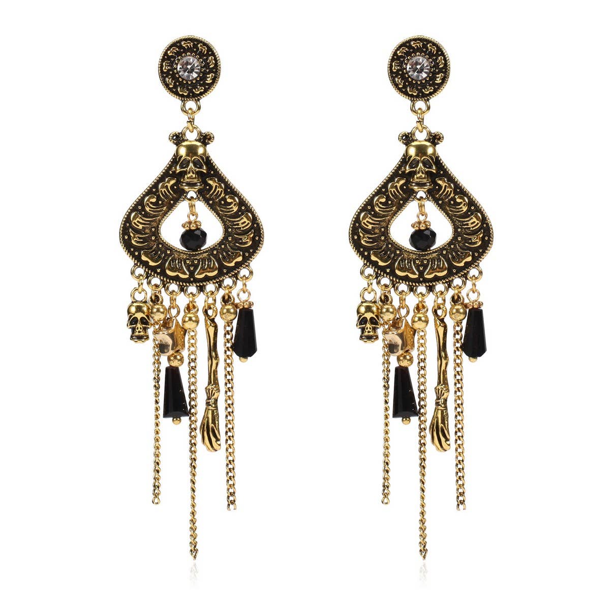 CWMM10460_HALLOWEEN PUMPKIN GHOST SKULL SPIDERWEB EARRINGS