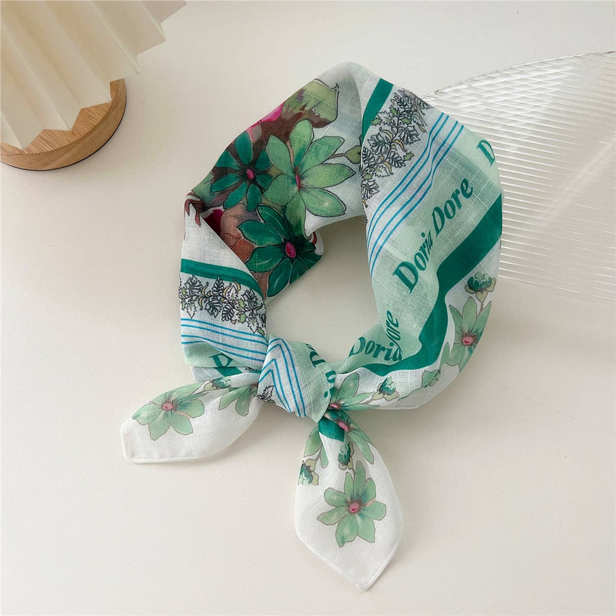 Cotton Linen Square Scarf - Breathable Neck Wrap