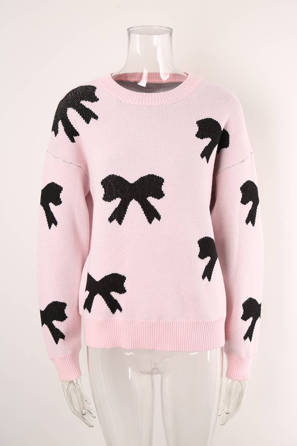 KNIT BOW PULLOVER LONG-SLEEVED SHIRT