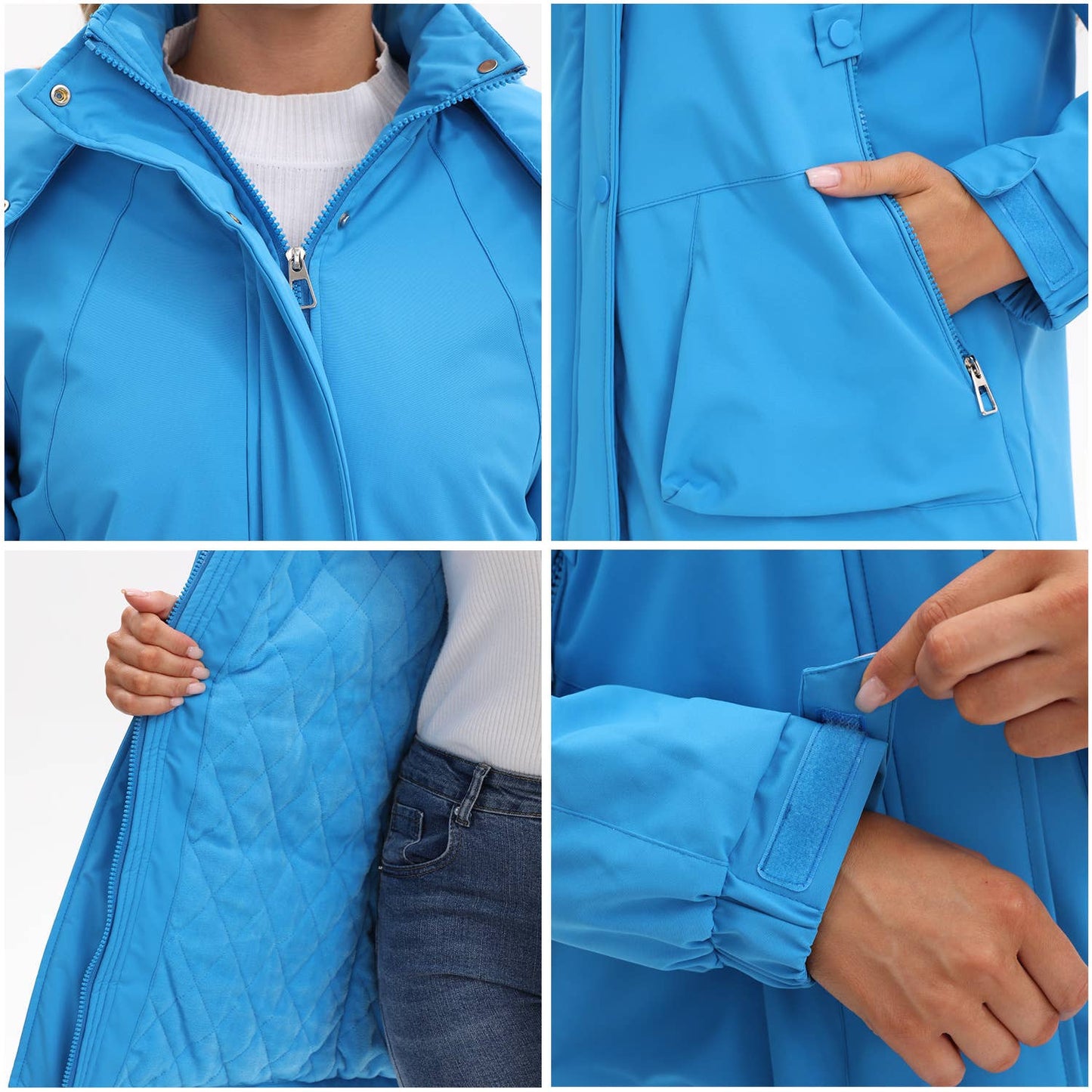 Windproof and warm long hiking jacket