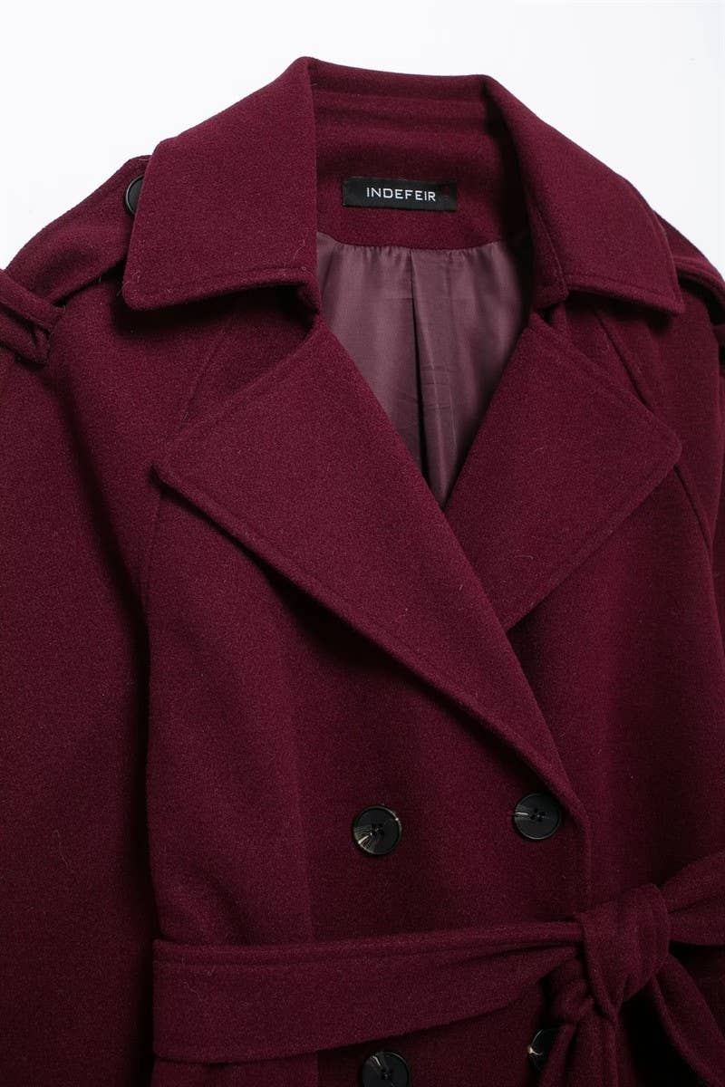 CWOCO1093_SOLID COLOR DOUBLE-BREASTED LAPEL COAT