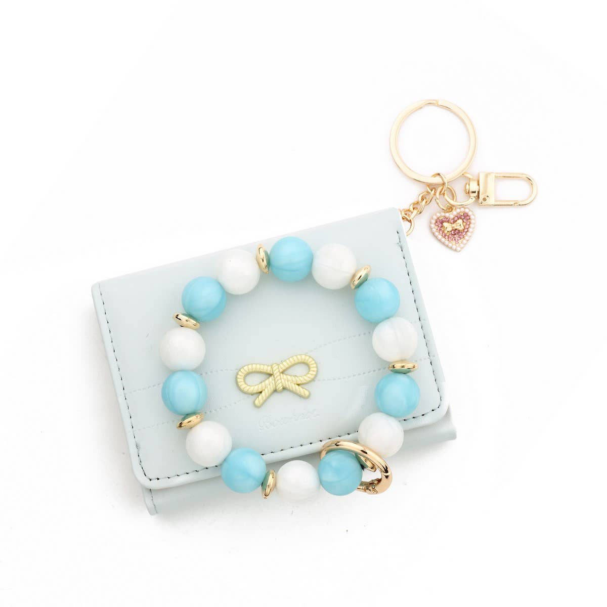 Butterfly Card Wallet with Heart & Bead Keychain_CWAB4969