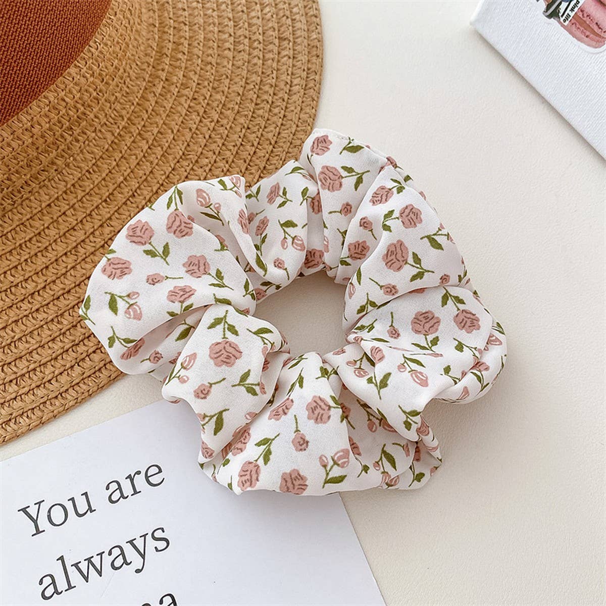 WOMEN FRESH FABRIC BROKEN FLOWER HAIR TIE_CWAHA0841