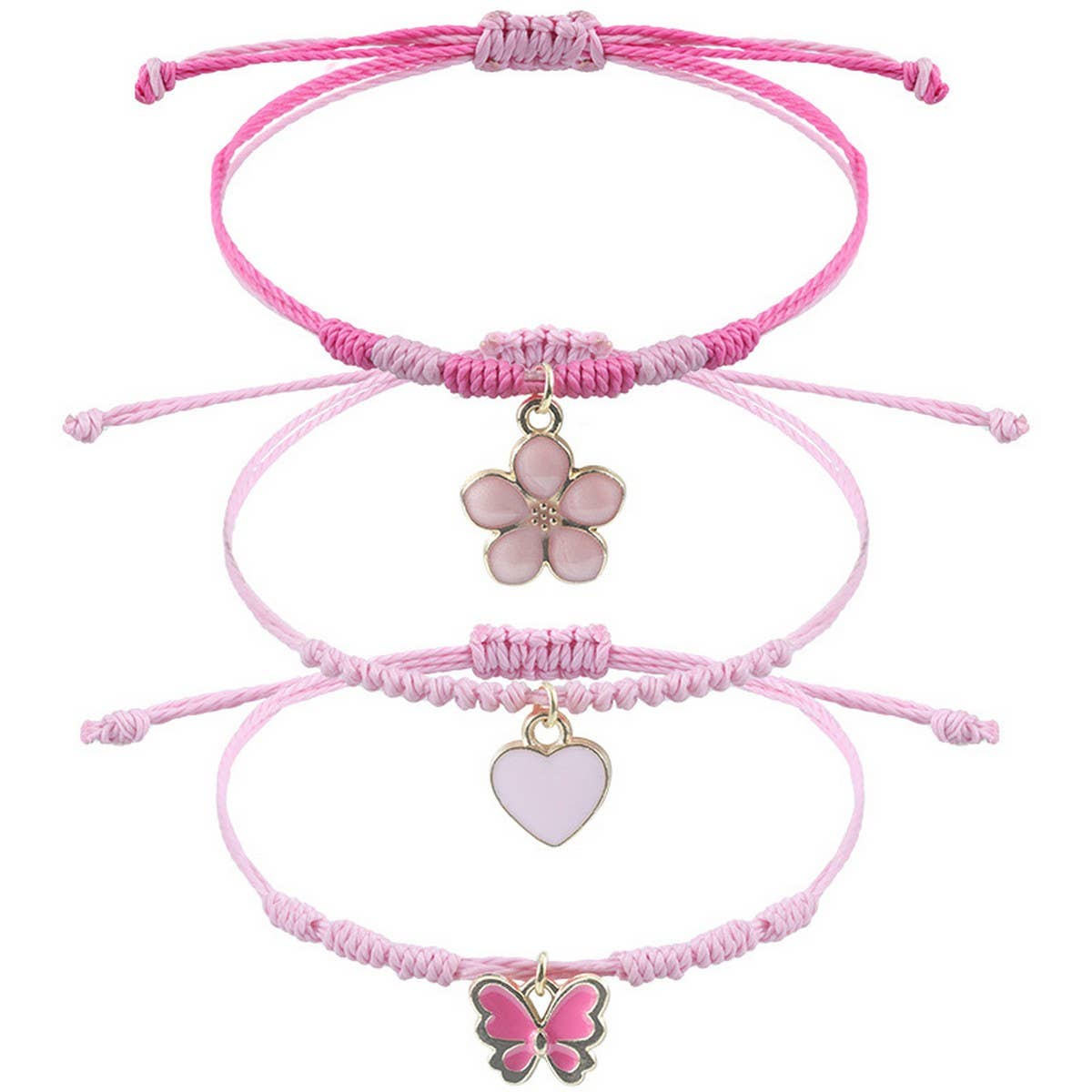 PINK FOUR LEAF CLOVER LOVE WOVEN BRACELET_CWAJE0732