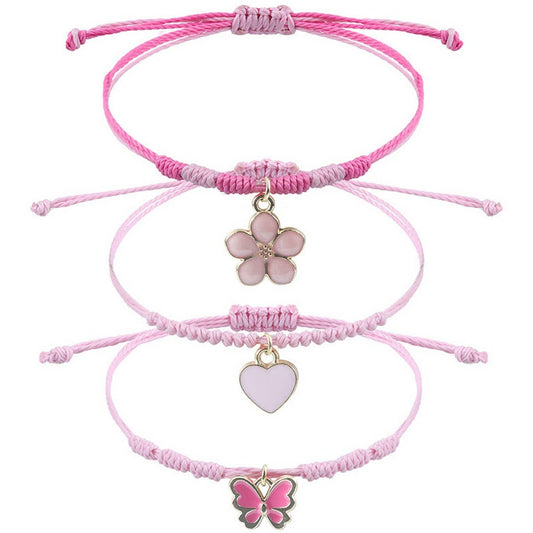 PINK FOUR LEAF CLOVER LOVE WOVEN BRACELET_CWAJE0732