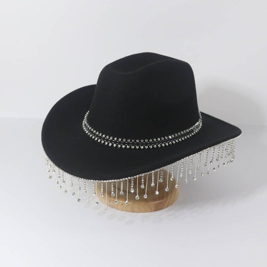 Tassel Trim Western Fedora Cowboy Jazz Hat_CWAH3635