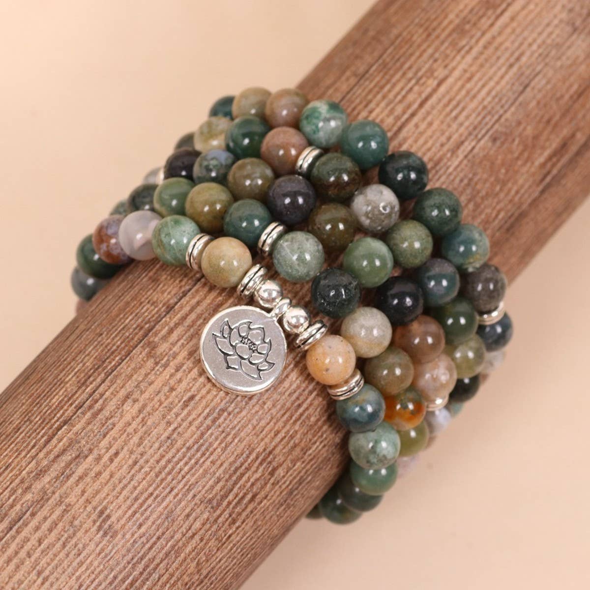 108 INDIAN STONE BEADED BRACELET WITH CHARM_CWAJE3934