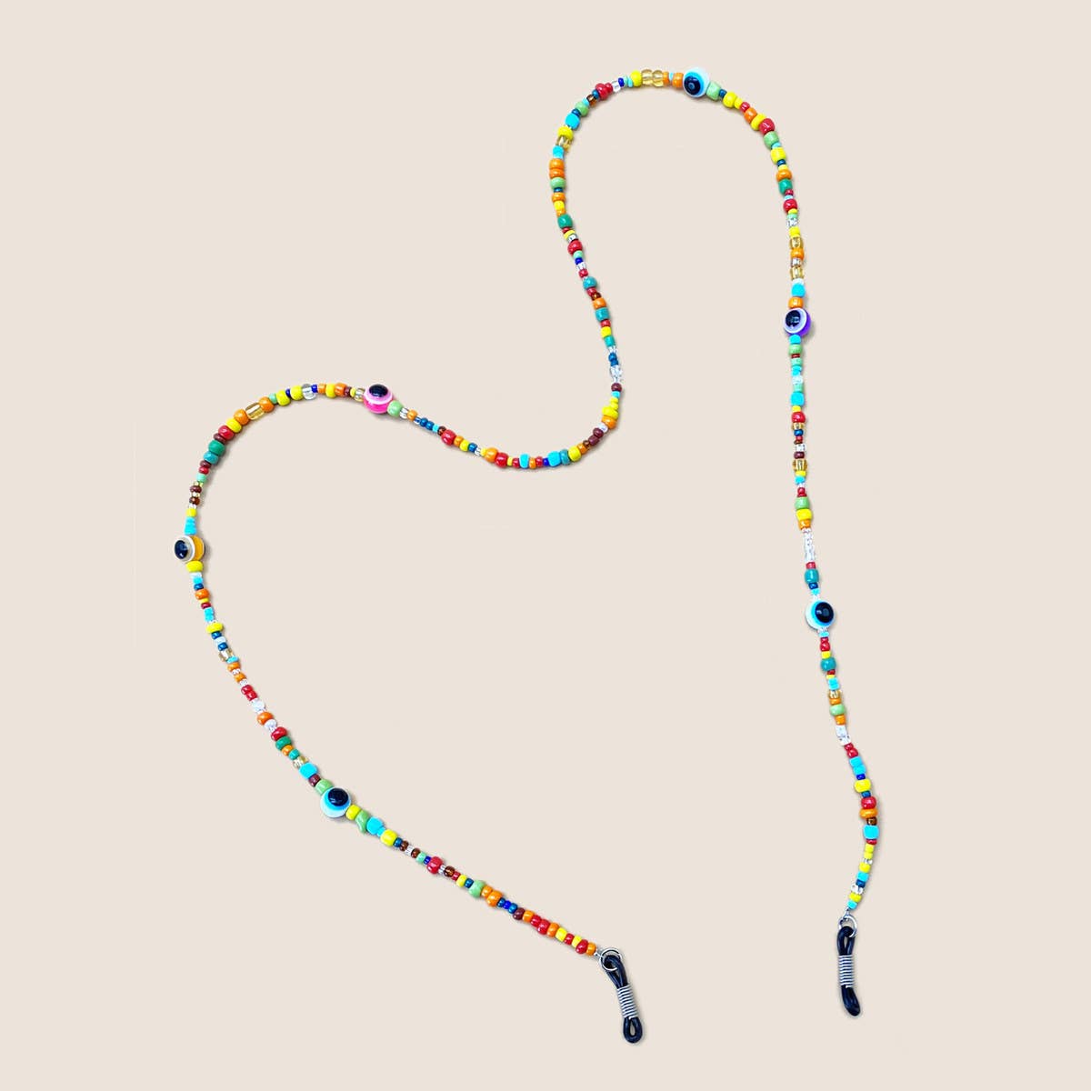 RAINBOW COLORED RICE BEADS GLASSES LANYARD_CWMM1167