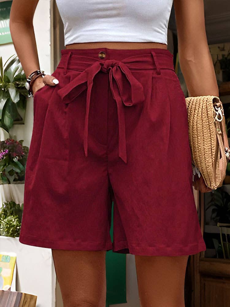 Simple Casual Drawstring Elastic Waist Shorts