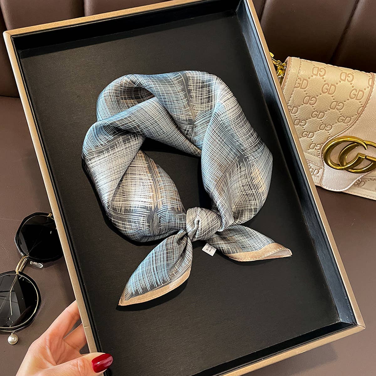 Chic Striped Silk Scarf ? Women?™s Square Shawl