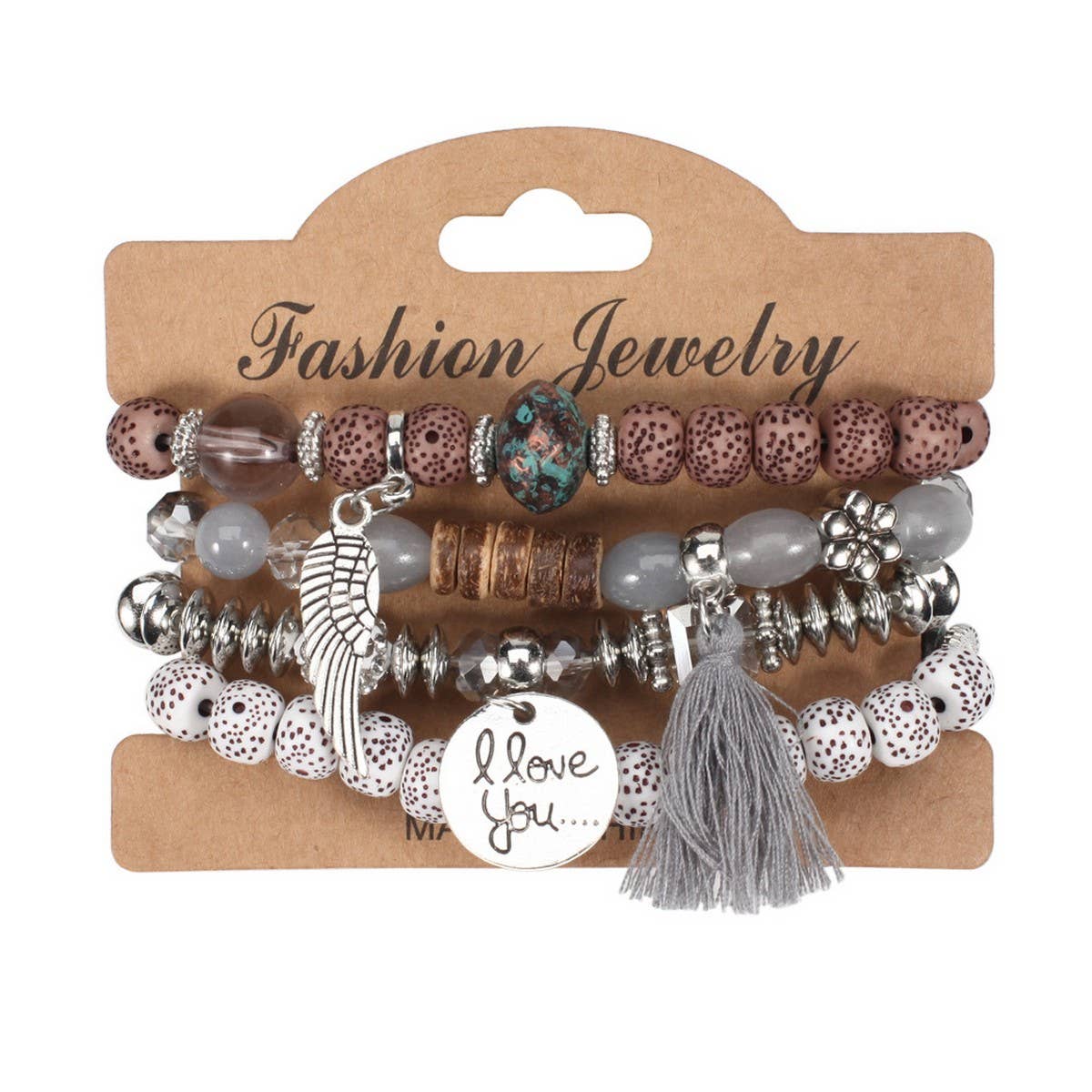 CWMM10449_BOHO WING CHARM MULTI LAYER BUDDHA BEAD BRACELET