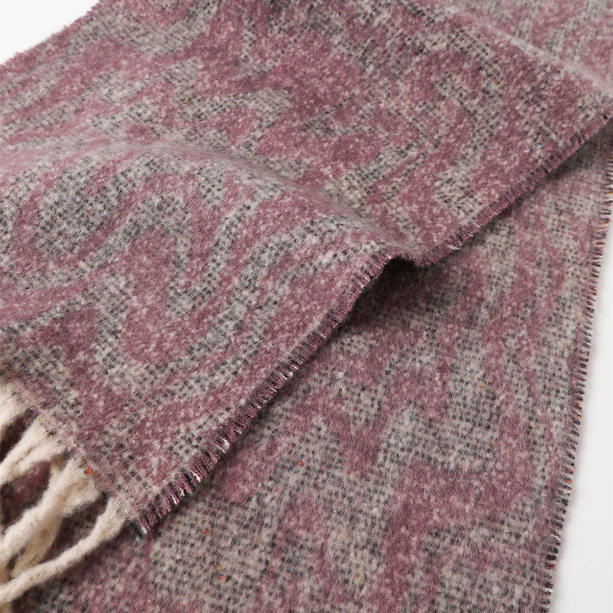 Geometric Colorblock Tassel Scarf for Fall Winter