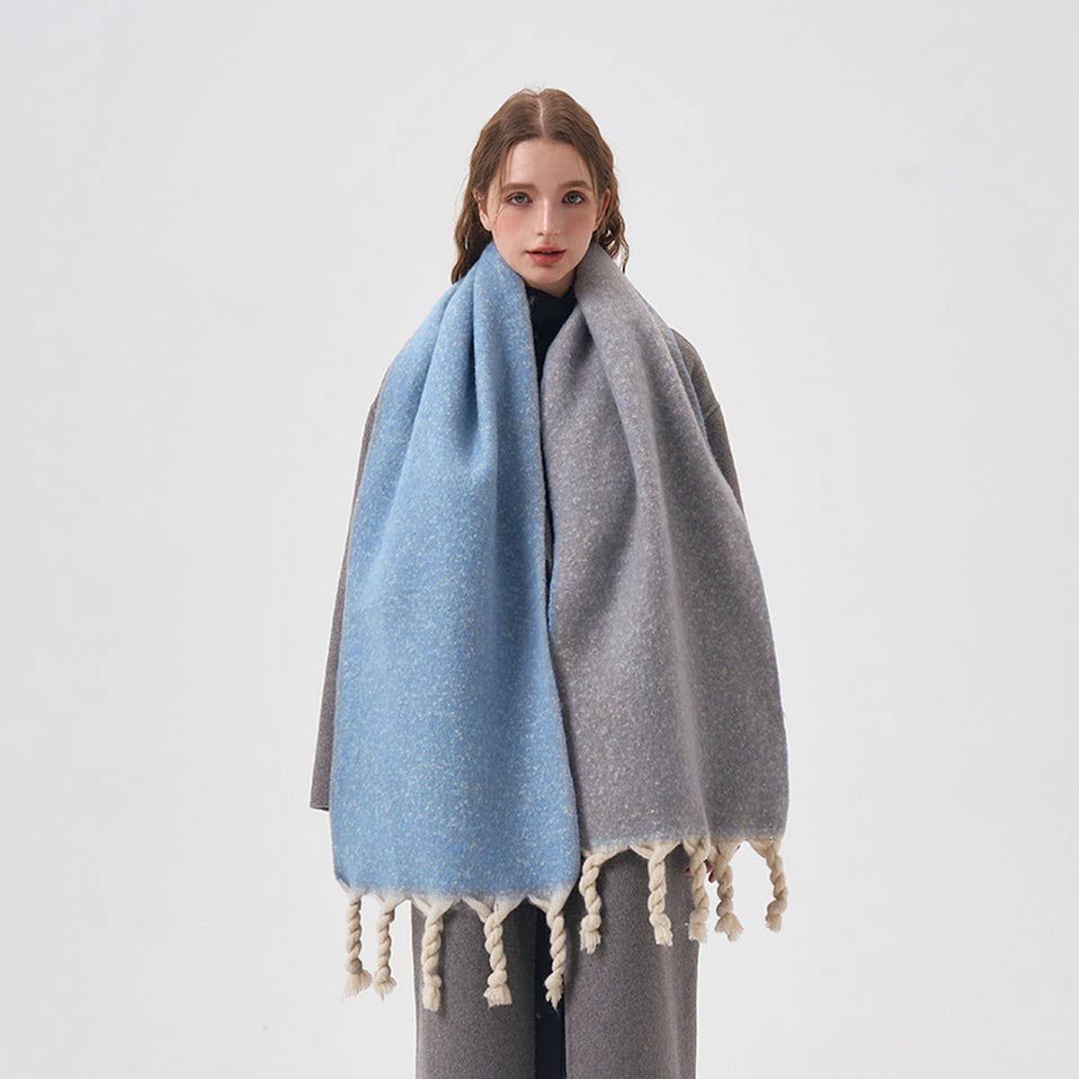 Handcrafted Tassel Double-Sided Scarf for Winter