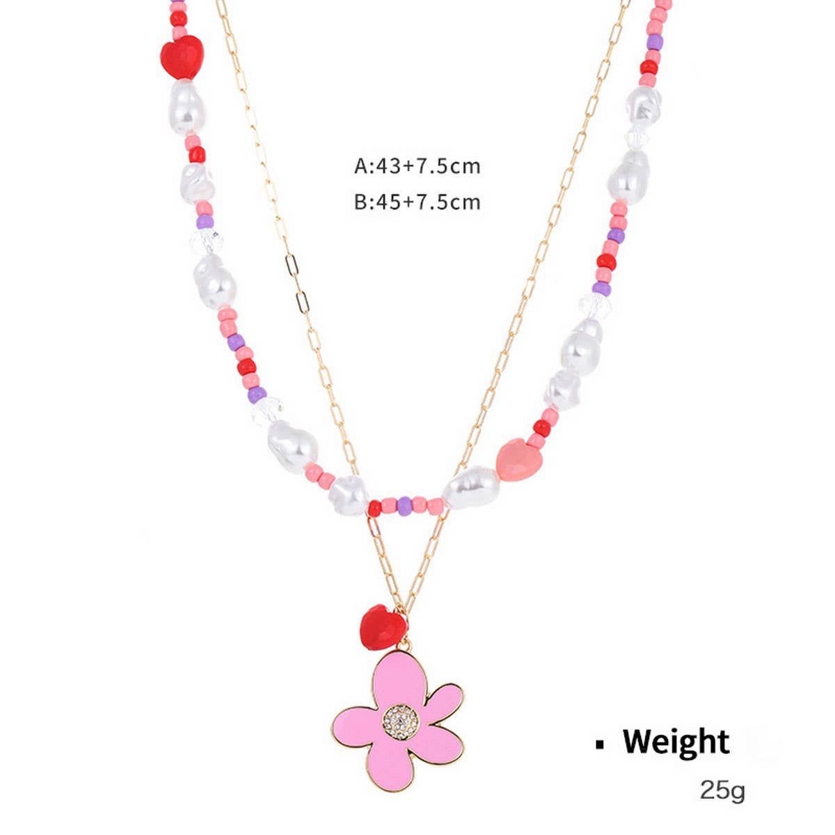 HEART-SHAPED ZIRCONIUM INLAID MULTI-ROW NECKLACE