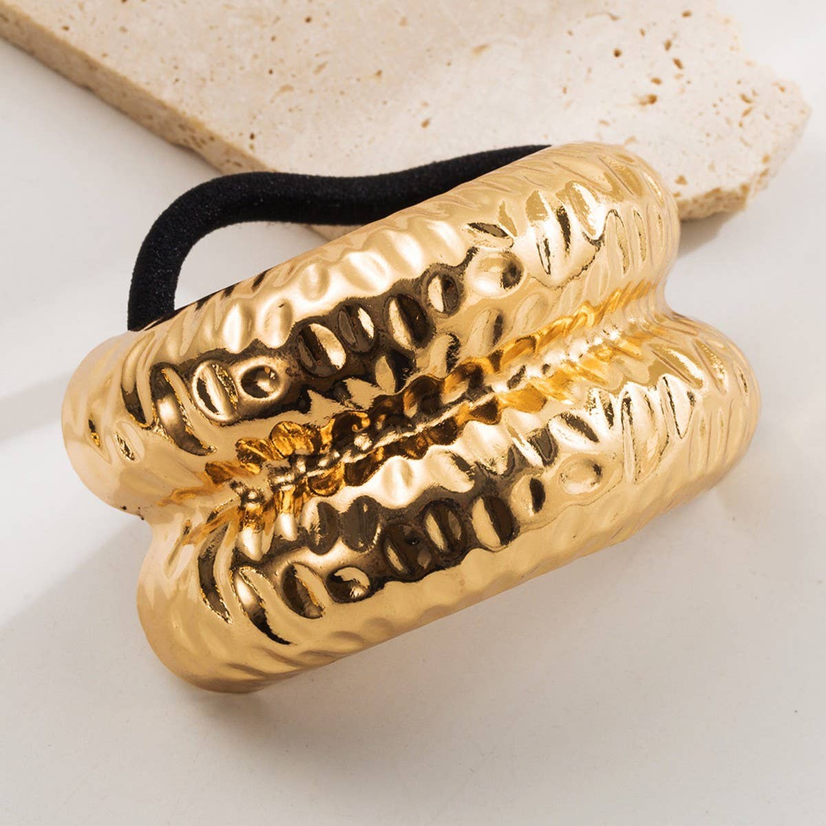 Geometric Metal Hair Tie for High Ponytail Style