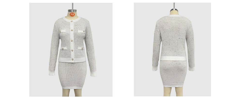 KNIT CARDIGAN POCKET BUTTON SMALL FRAGRANCE SUIT