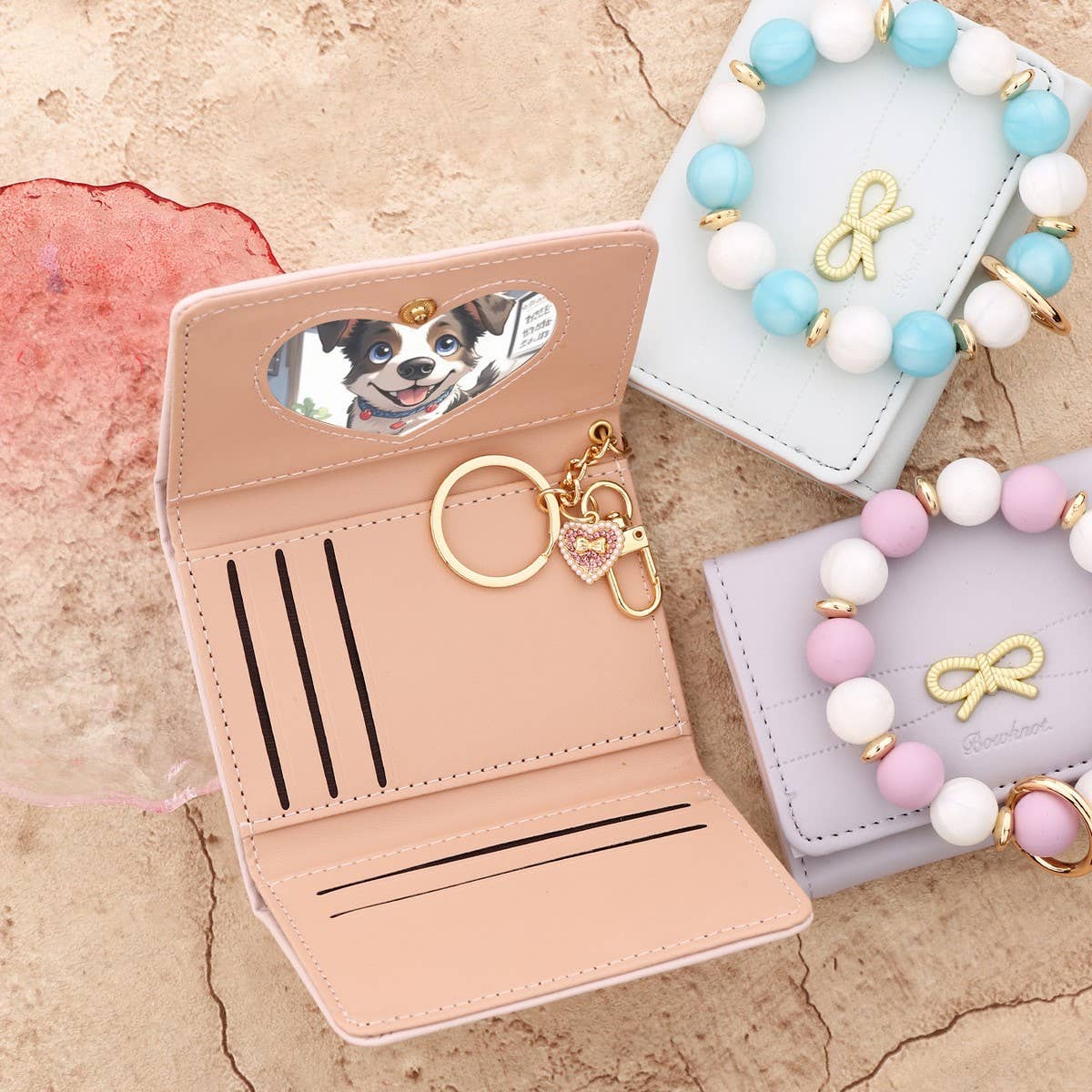 Women¡¯s Bow Heart Short Trifold Wallet Korean_CUAB00443