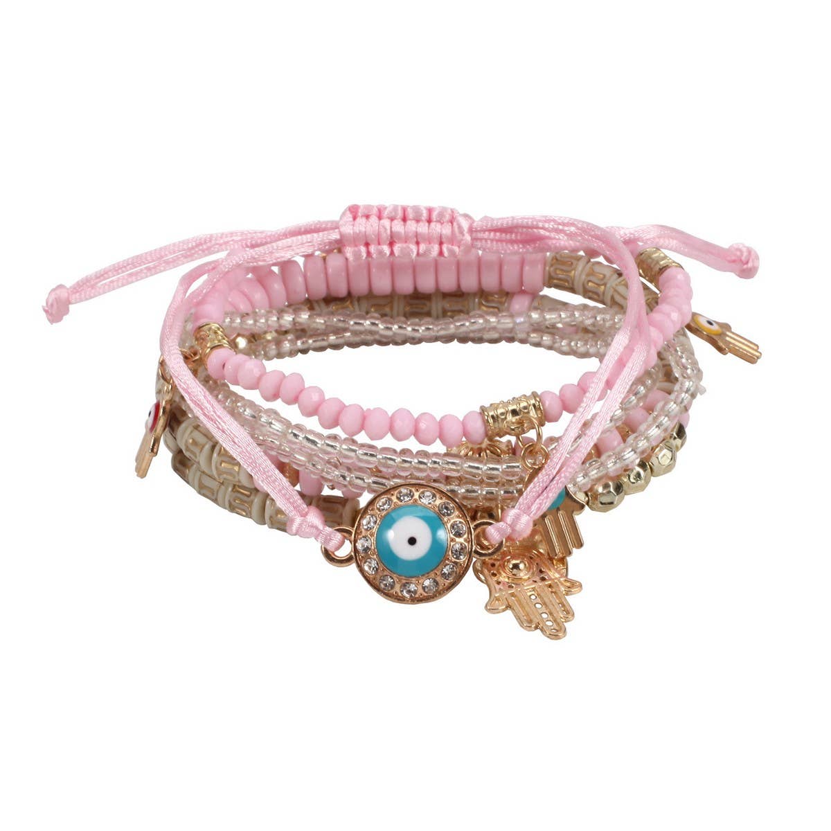 CWMM10465_EVIL EYE BEADED MULTI LAYER HANDMADE BRACELET