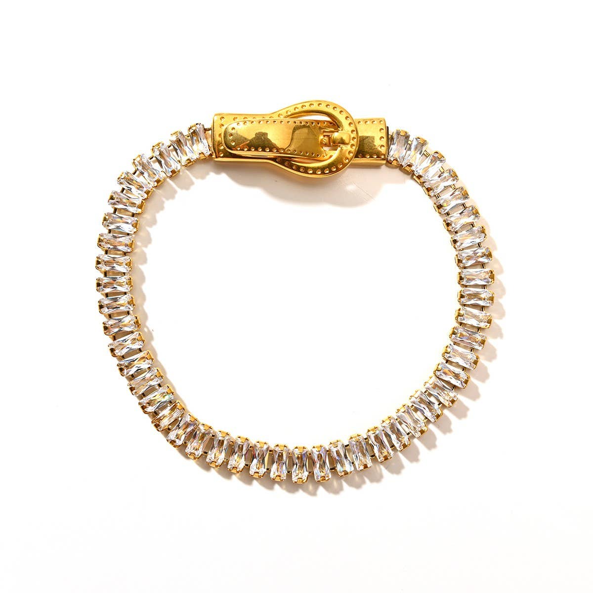 18K Stainless Steel Bracelet with Zircon Stones_CWAJE4601