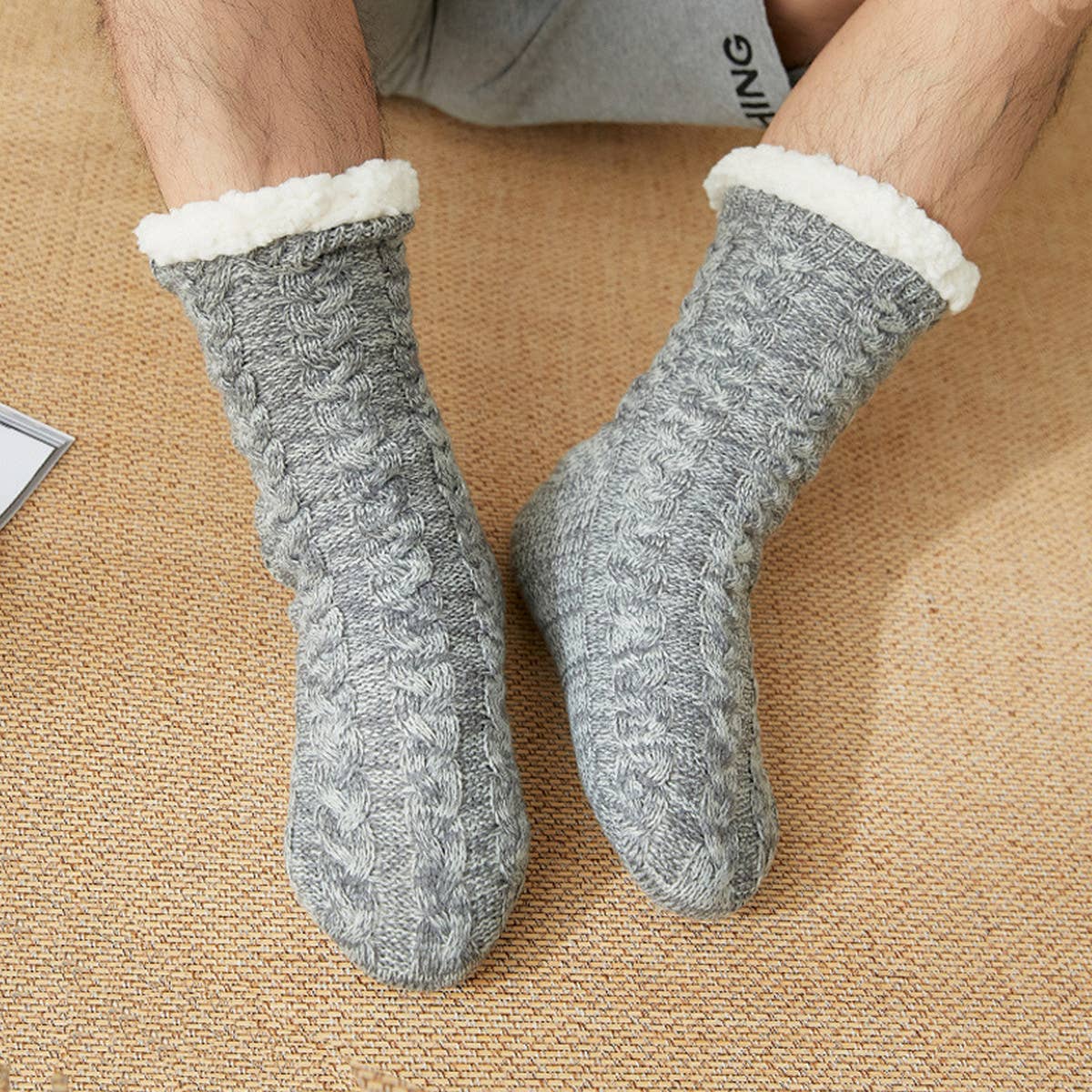 WINTER MEN LEG COVERS PLUSH INDOOR SLIPPERS