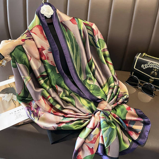 Satin Thin Scarf Shawl for Beach & Neck Wrap