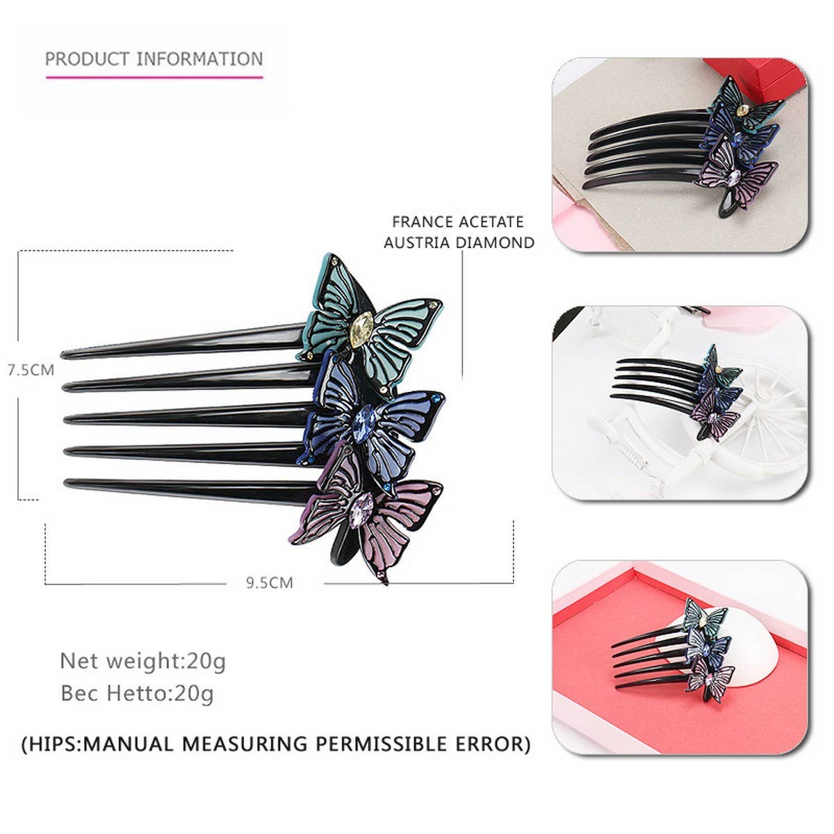 THREE-DIMENSIONAL BOW HAIRPIN COMB HAIRPIN