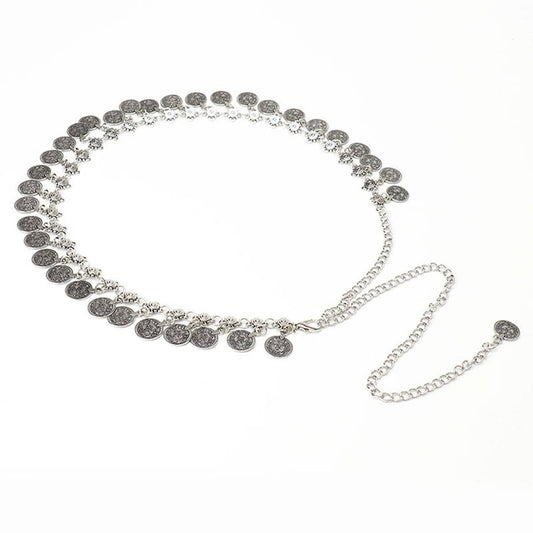 Retro ethnic metal pendant ancient coin belt