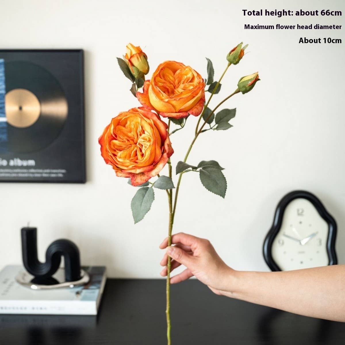 Multi-Head Burnt Edge Austin Rose Faux Bouquet