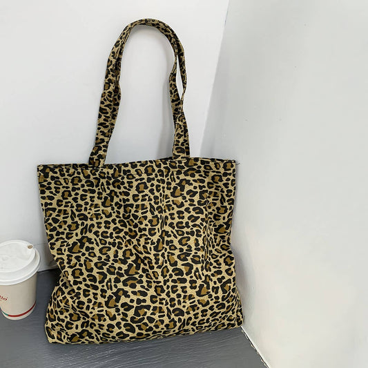 TOTE BAGS CANVAS WITH FASHIONABLE LEOPARD PRINT_CWAB2061