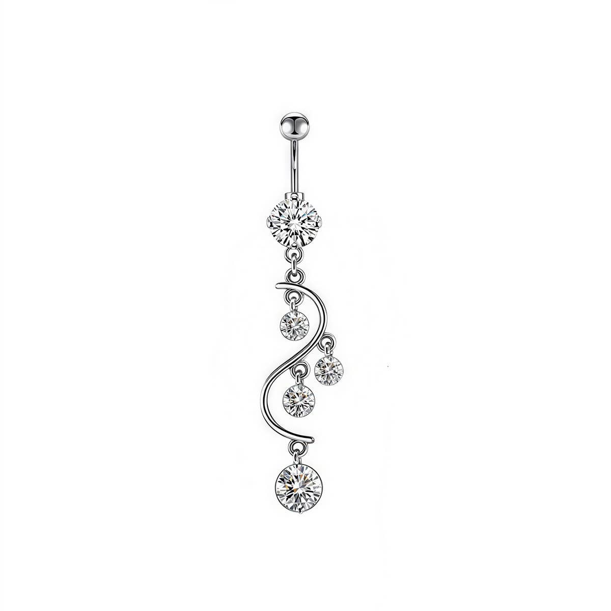 Zircon Tassel Belly Button Ring Piercing_CWMM9451