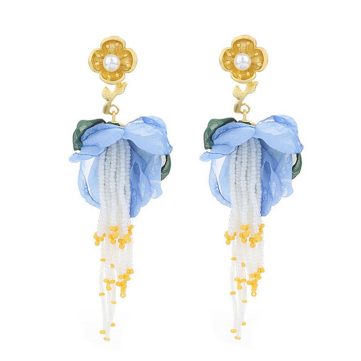 Boho Floral Tassel Earrings ??Gold Plated Design_CWMM6193