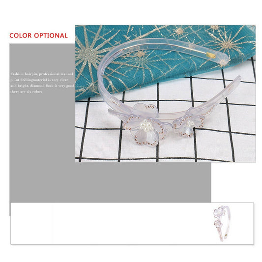 SWEET RHINESTONE FLOWER HEADBAND WIDE BRIMHEADBAND