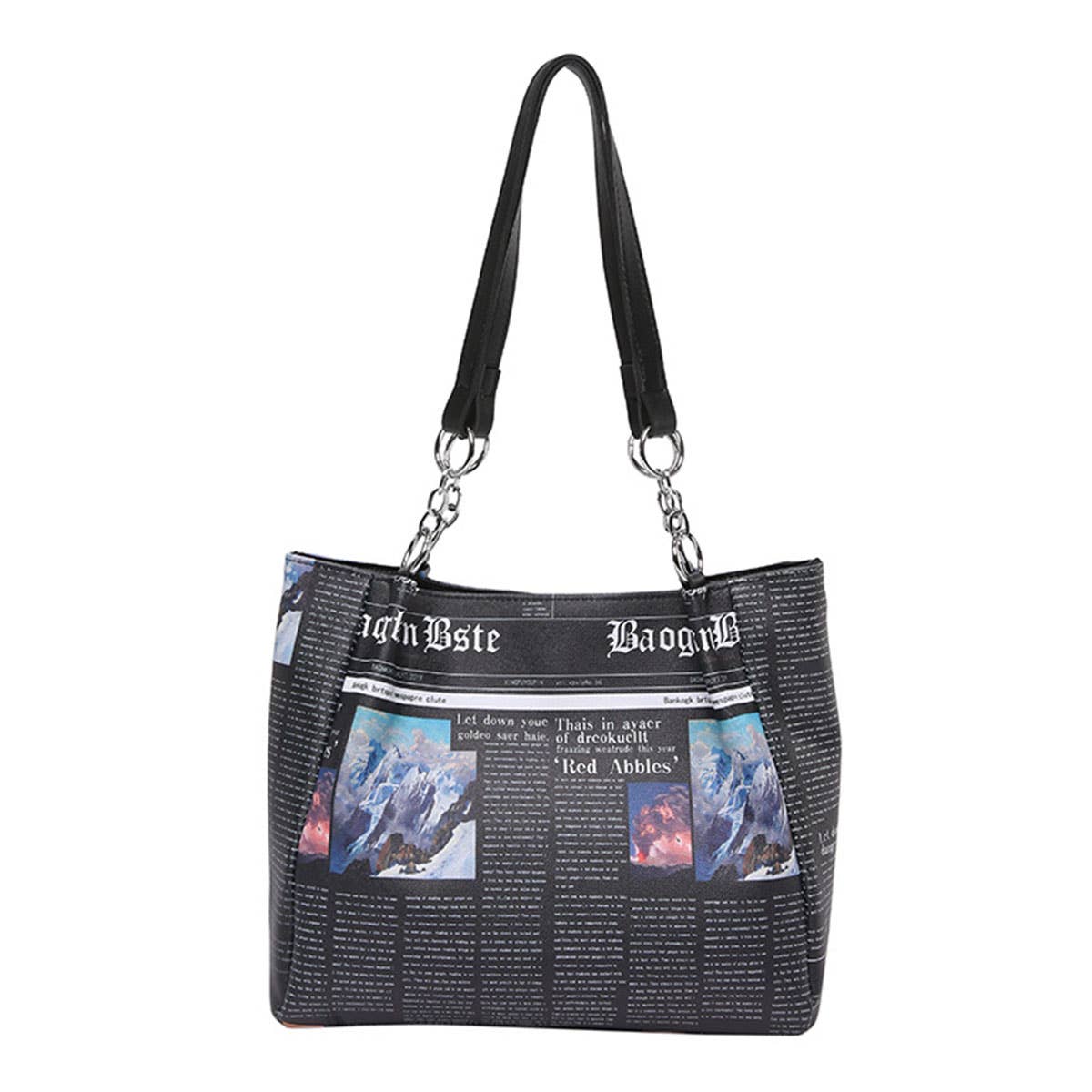 Newspaper printed large-capacity bucket bag