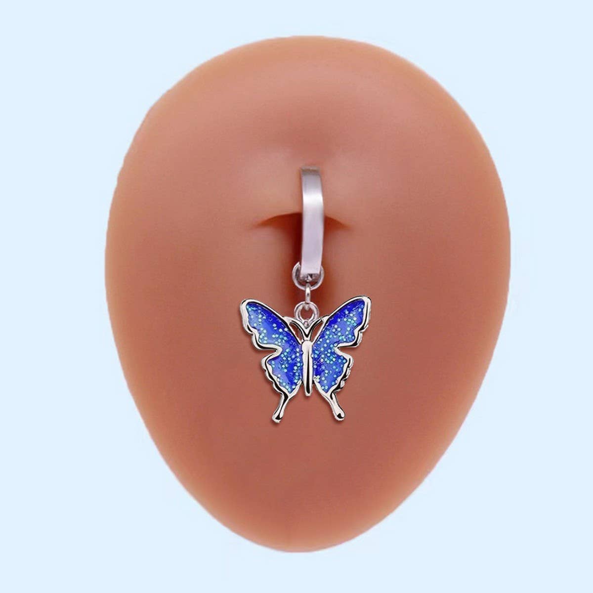 Minimal Curved Butterfly Star Belly Button Ring