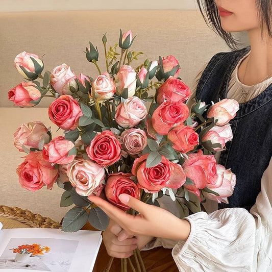 Single Stem 4-Head Country Style Burnt Edge Roses_CWMM6473