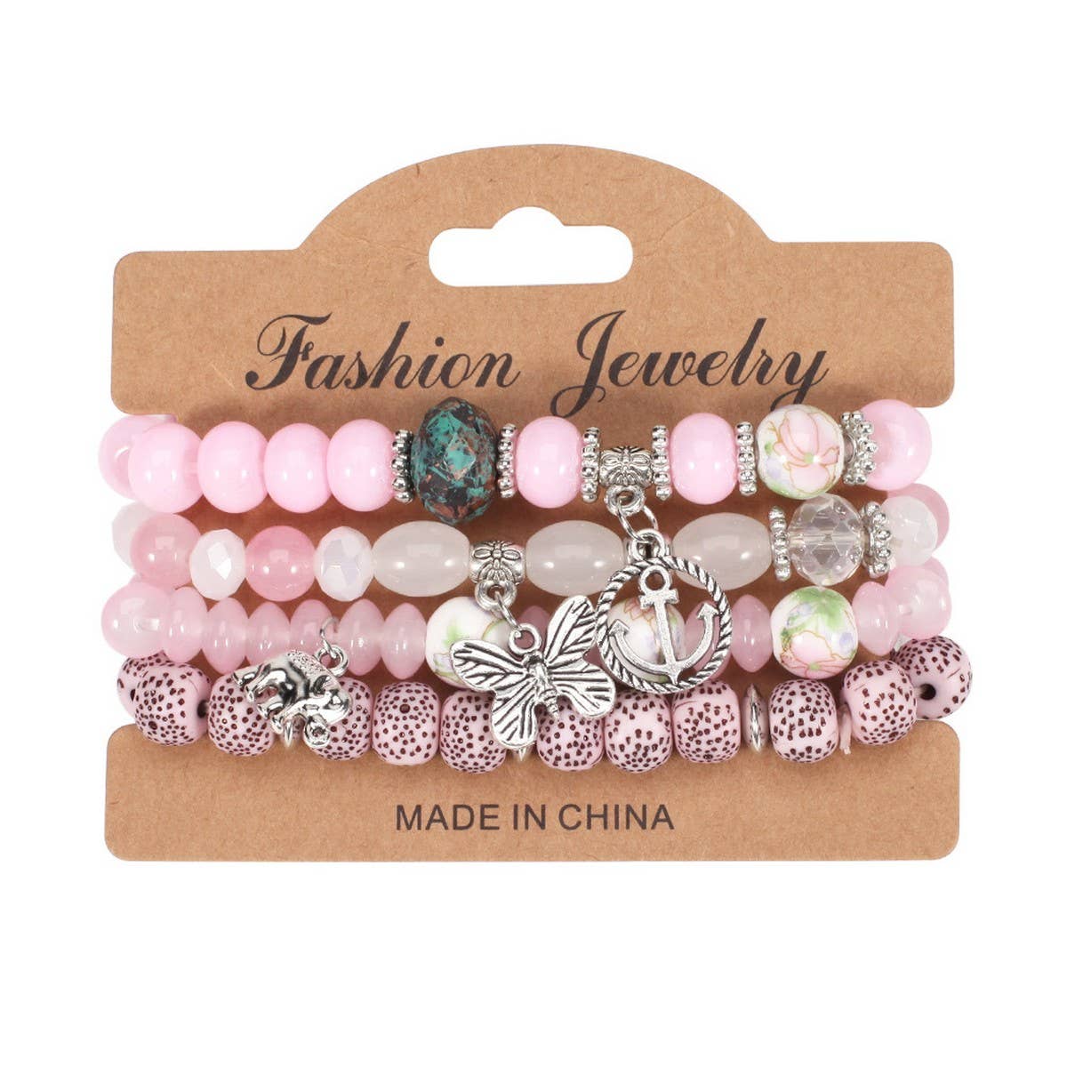 CWMM10444_BOHO BUTTERFLY ANCHOR ELEPHANT LAYERED BRACELETS