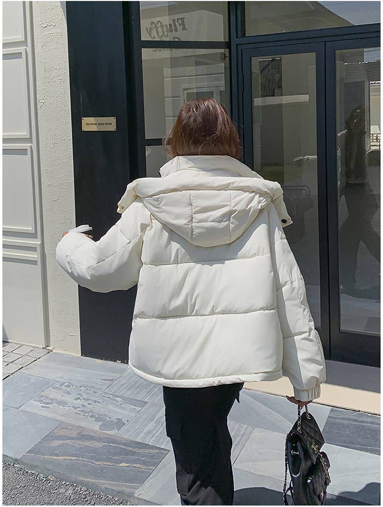 Large pocket paragraph hooded cotton jacket