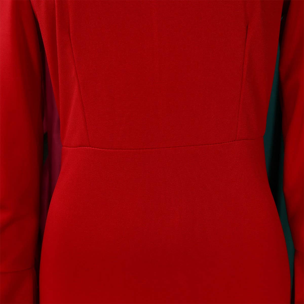 FASHION LONG SLEEVE OBLIQUE NECKSTRETCH KNIT DRESS_CWDMD3675